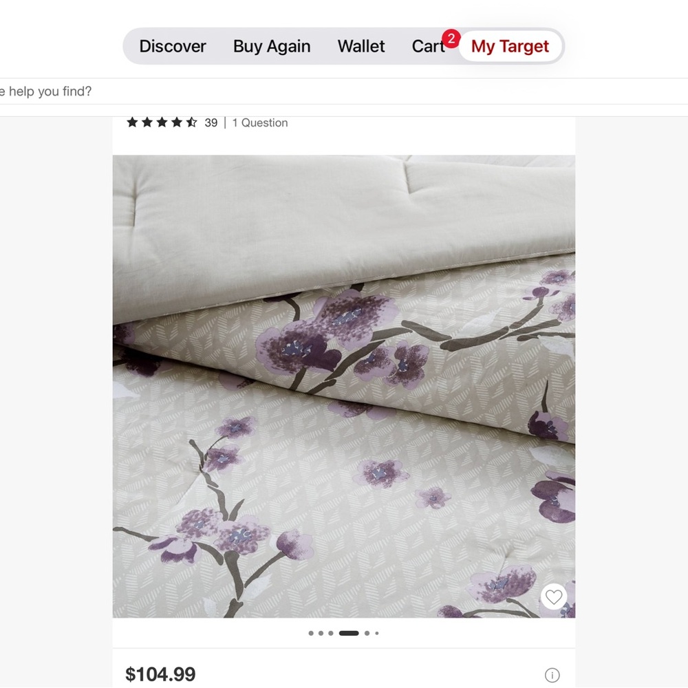 Madison Park Purple and Cream Floral Comforter Set Queen 8 piece set - Picture 3 of 10